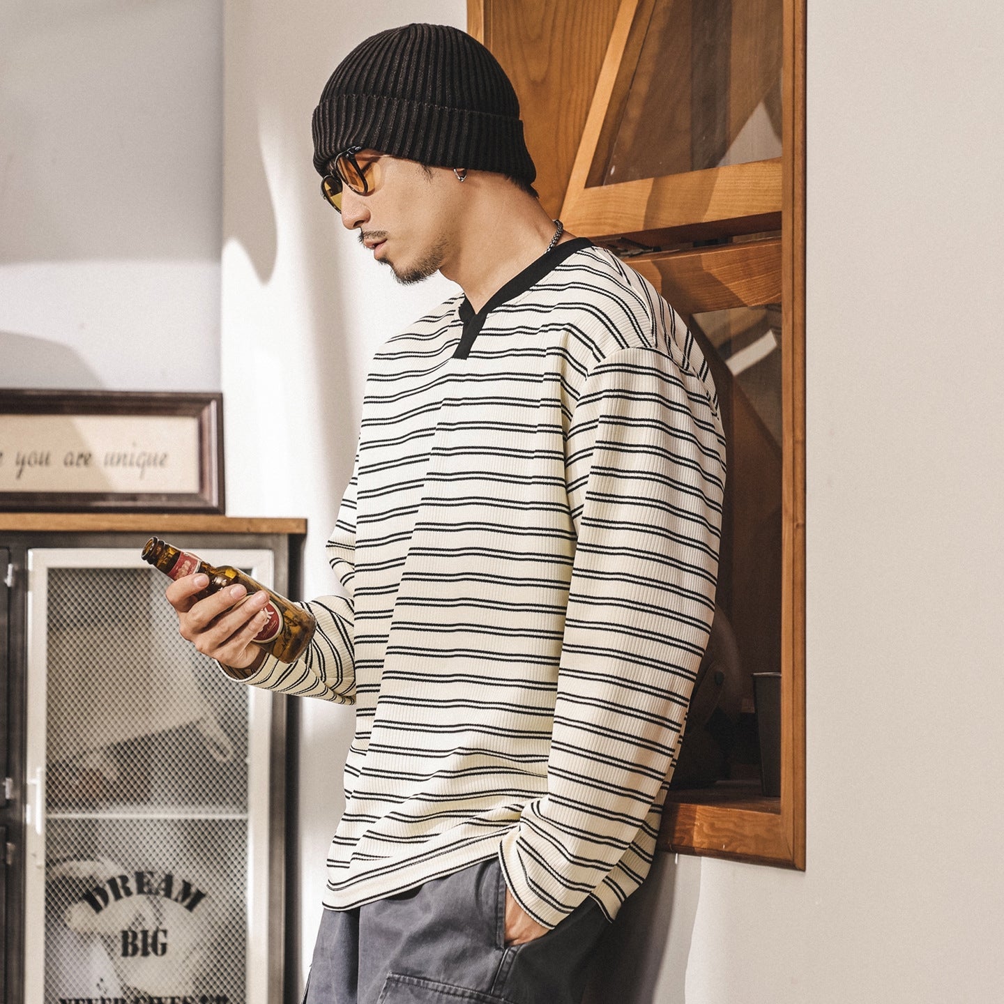 Sailor's Stripe Tee with Dropped Shoulder Sleeves