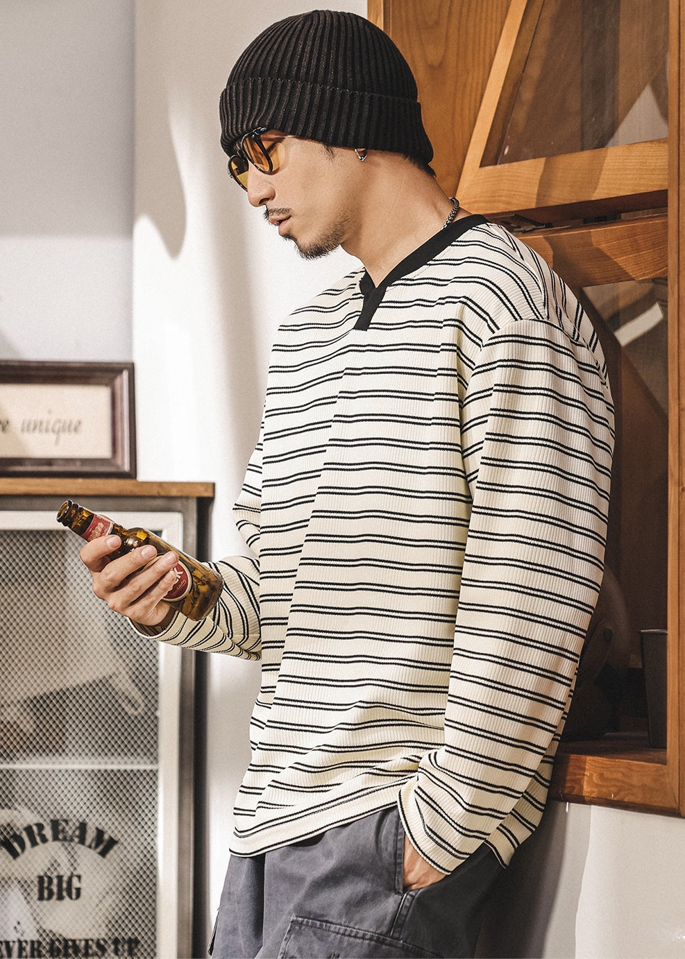 Sailor's Stripe Tee with Dropped Shoulder Sleeves