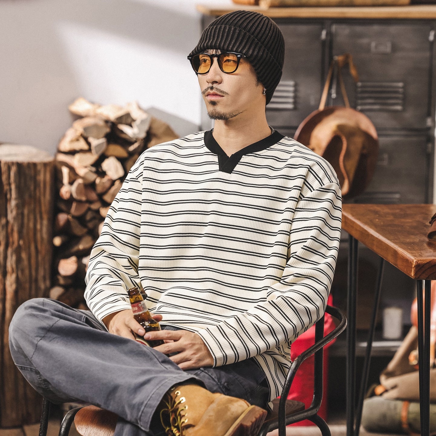 Sailor's Stripe Tee with Dropped Shoulder Sleeves