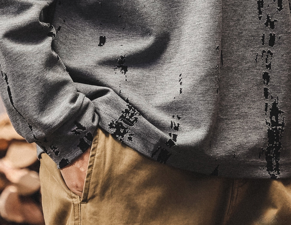 Double Layer Design Tee with Brushstroke Print