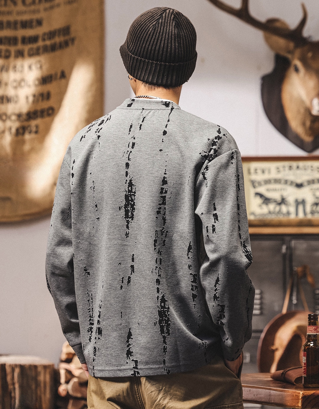 Double Layer Design Tee with Brushstroke Print