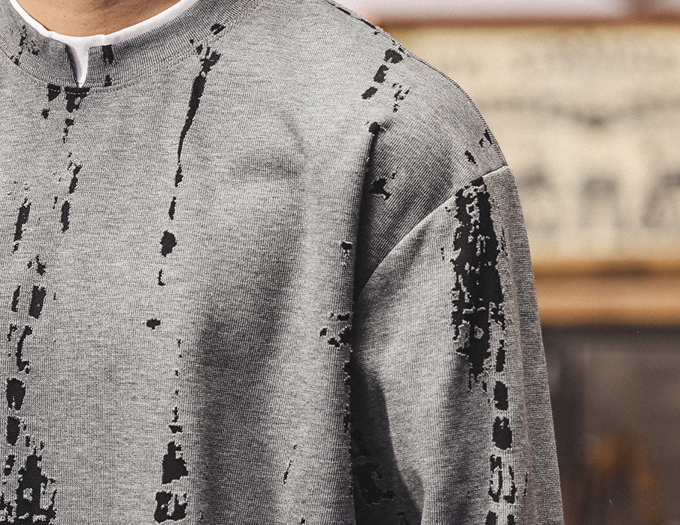 Double Layer Design Tee with Brushstroke Print