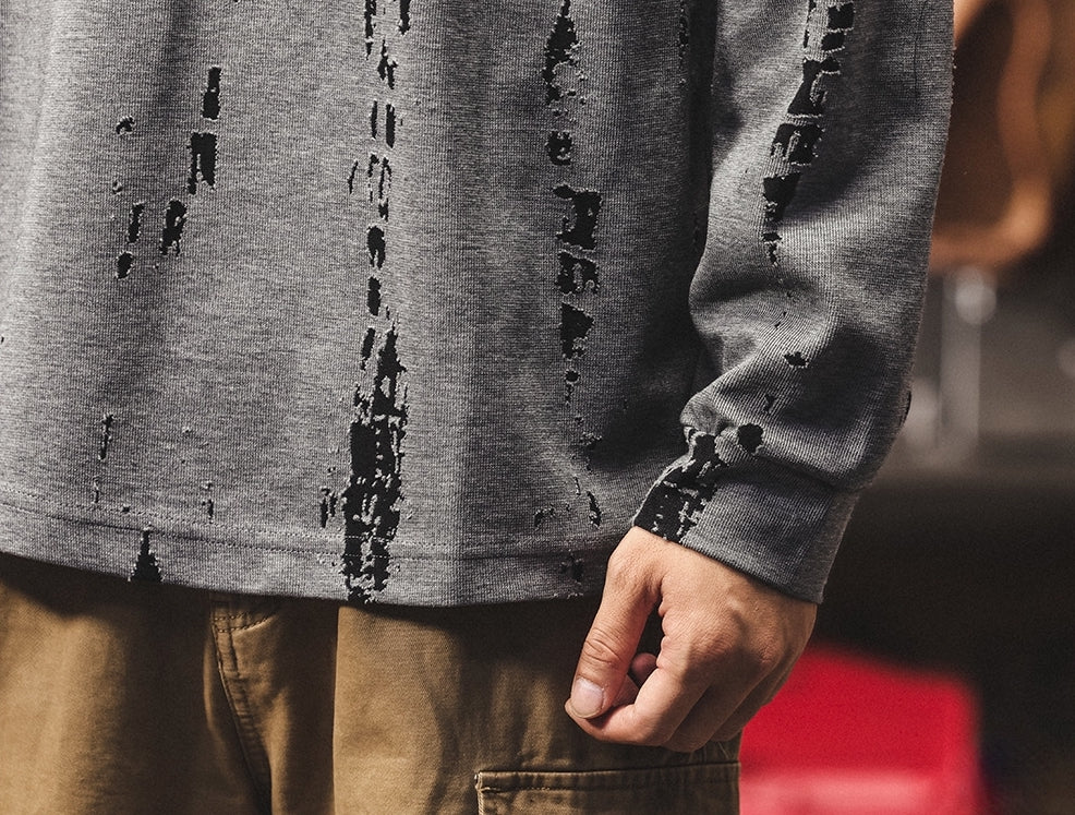 Double Layer Design Tee with Brushstroke Print