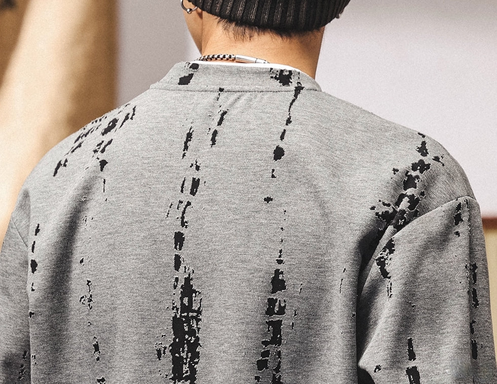 Double Layer Design Tee with Brushstroke Print