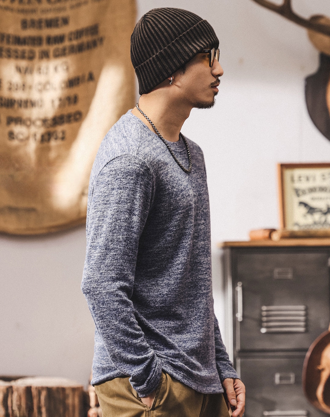 Soft Knitted Skin Friendly Fleece Crew Neck Tee