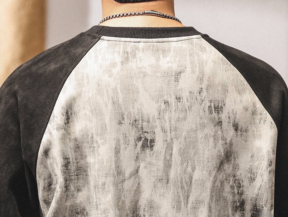 Suede Sweatshirt with Raglan Sleeves