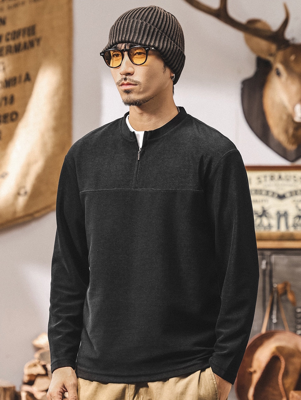 Alpine Double Layer Design Winter Henley Tee