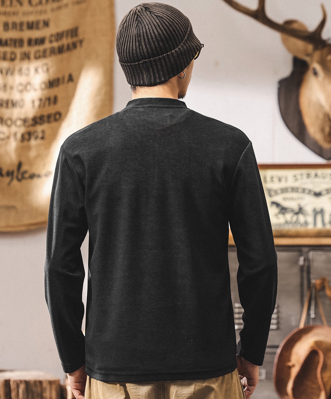 Alpine Double Layer Design Winter Henley Tee