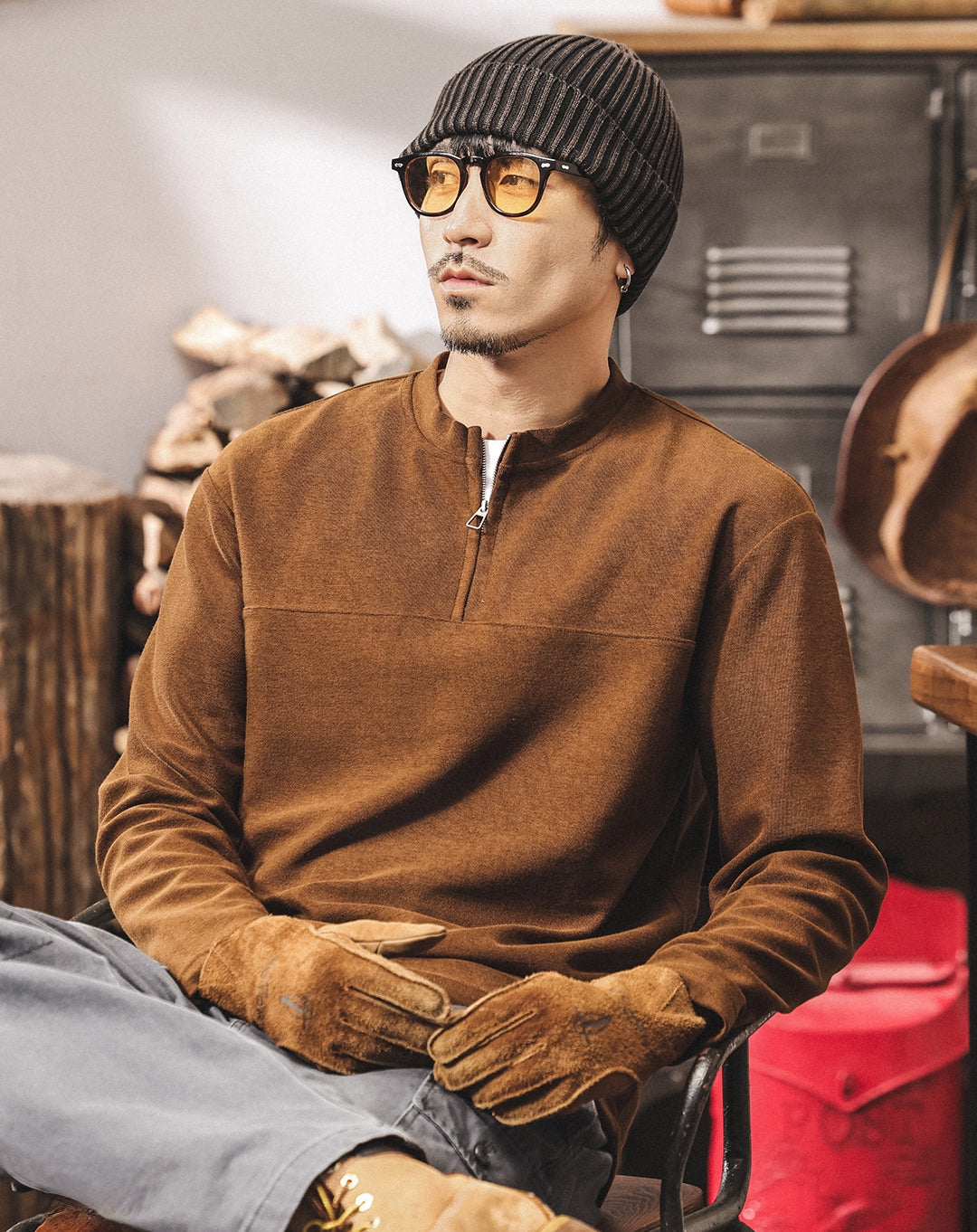 Alpine Double Layer Design Winter Henley Tee