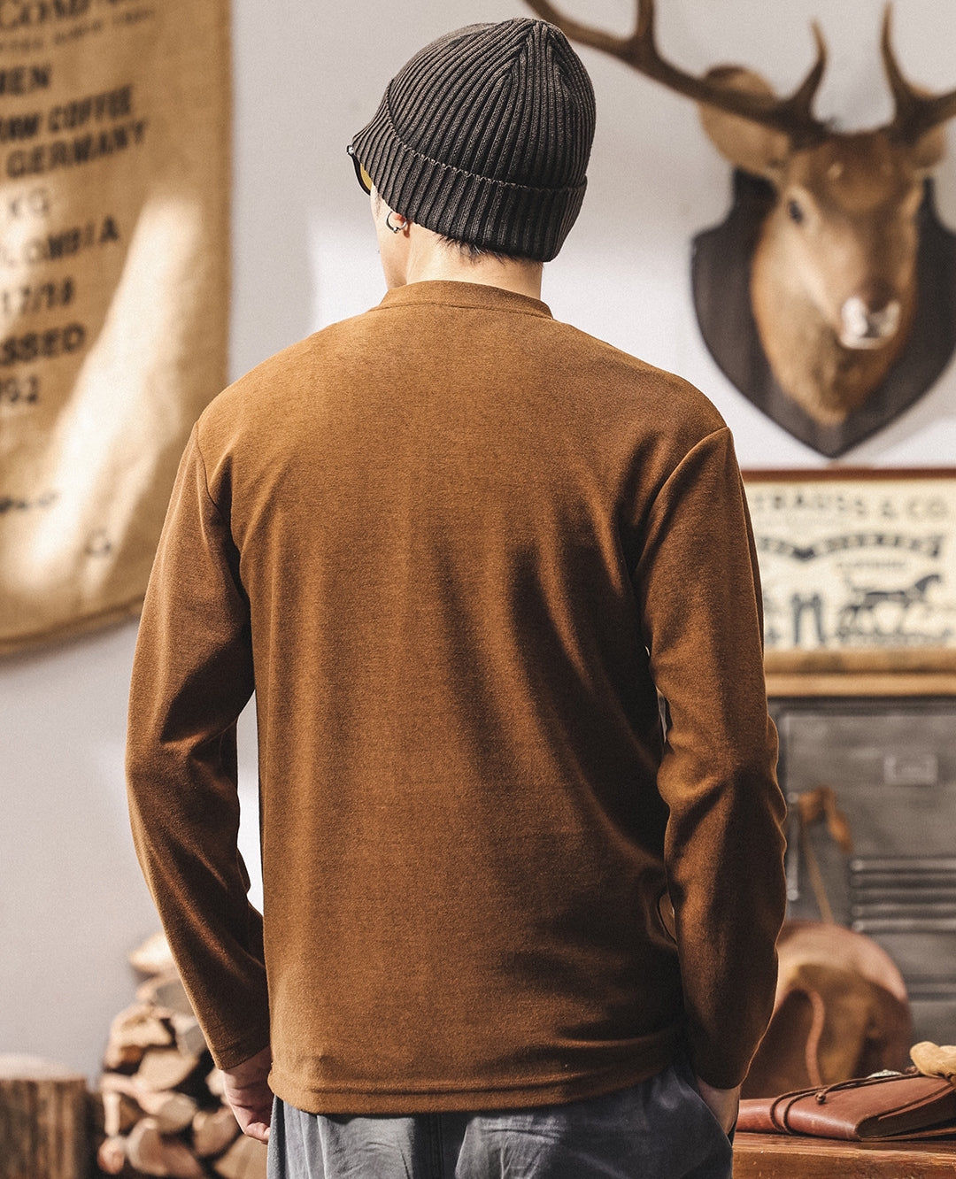 Alpine Double Layer Design Winter Henley Tee