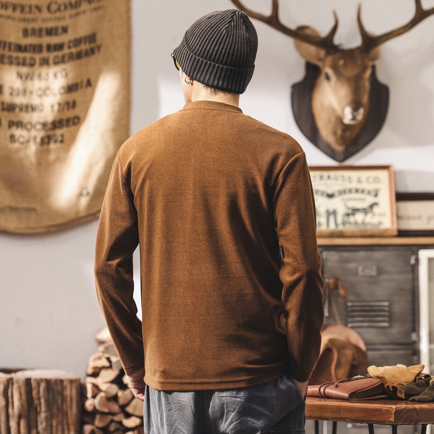 Alpine Double Layer Design Winter Henley Tee