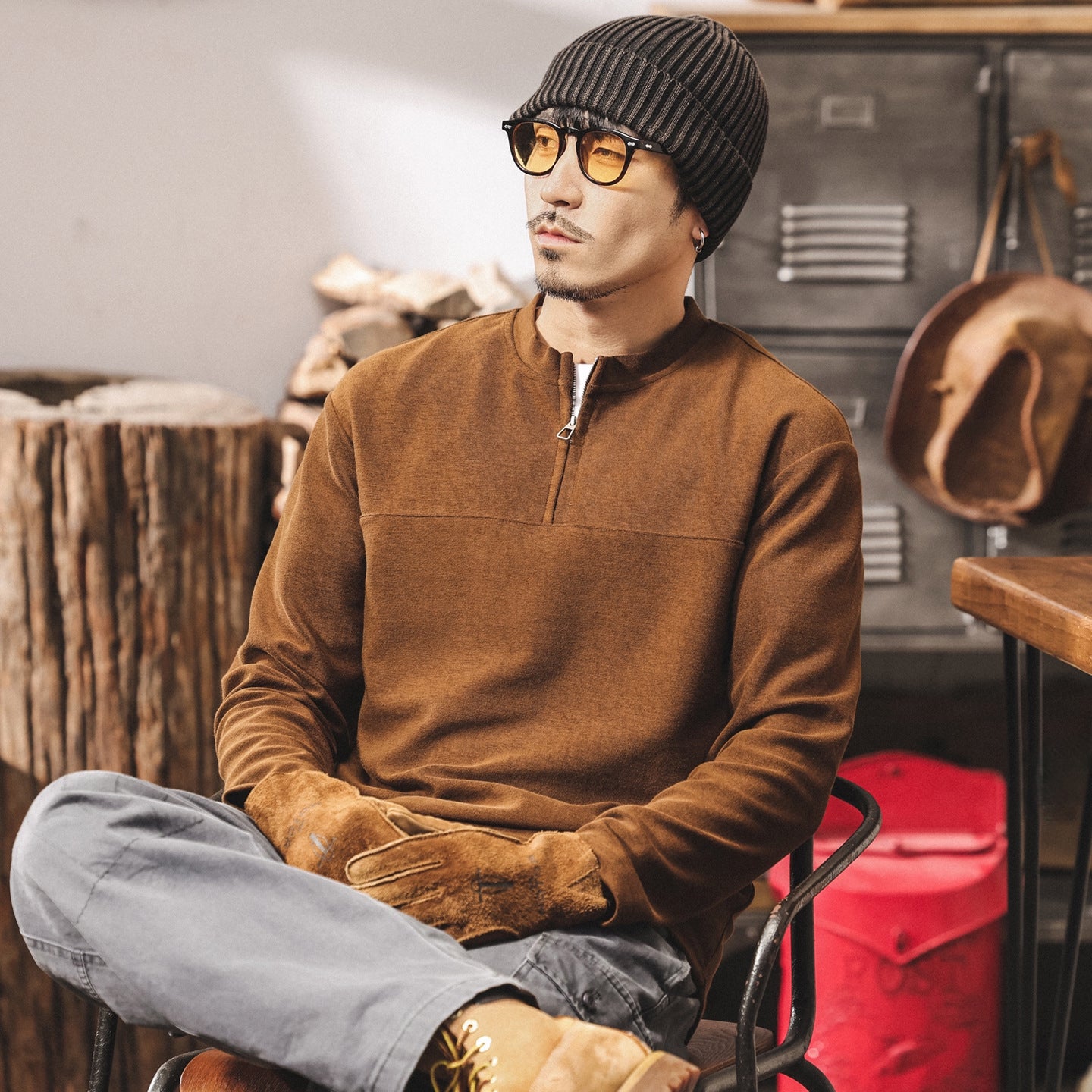 Alpine Double Layer Design Winter Henley Tee