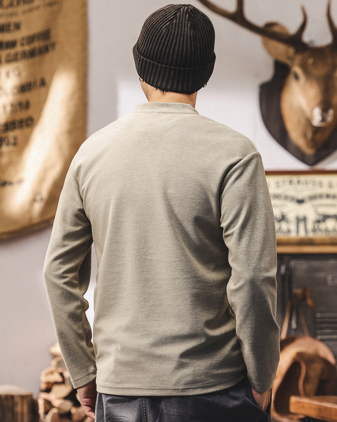 Alpine Double Layer Design Winter Henley Tee