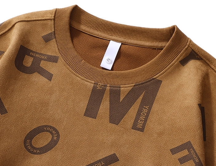 Suede Sweatshirt in Khaki