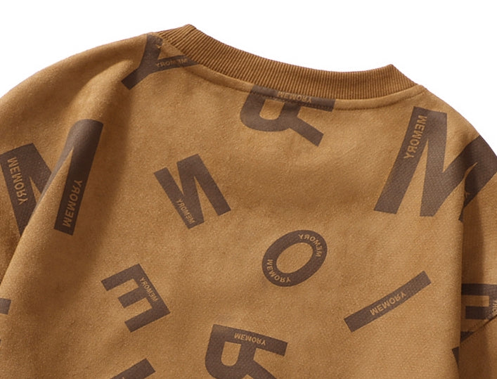 Suede Sweatshirt in Khaki