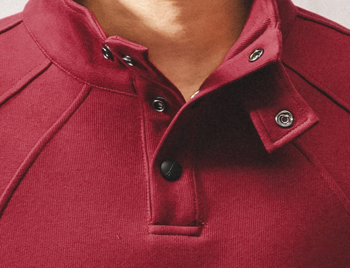 Contour Stitching Formline Sweatshirt in Red