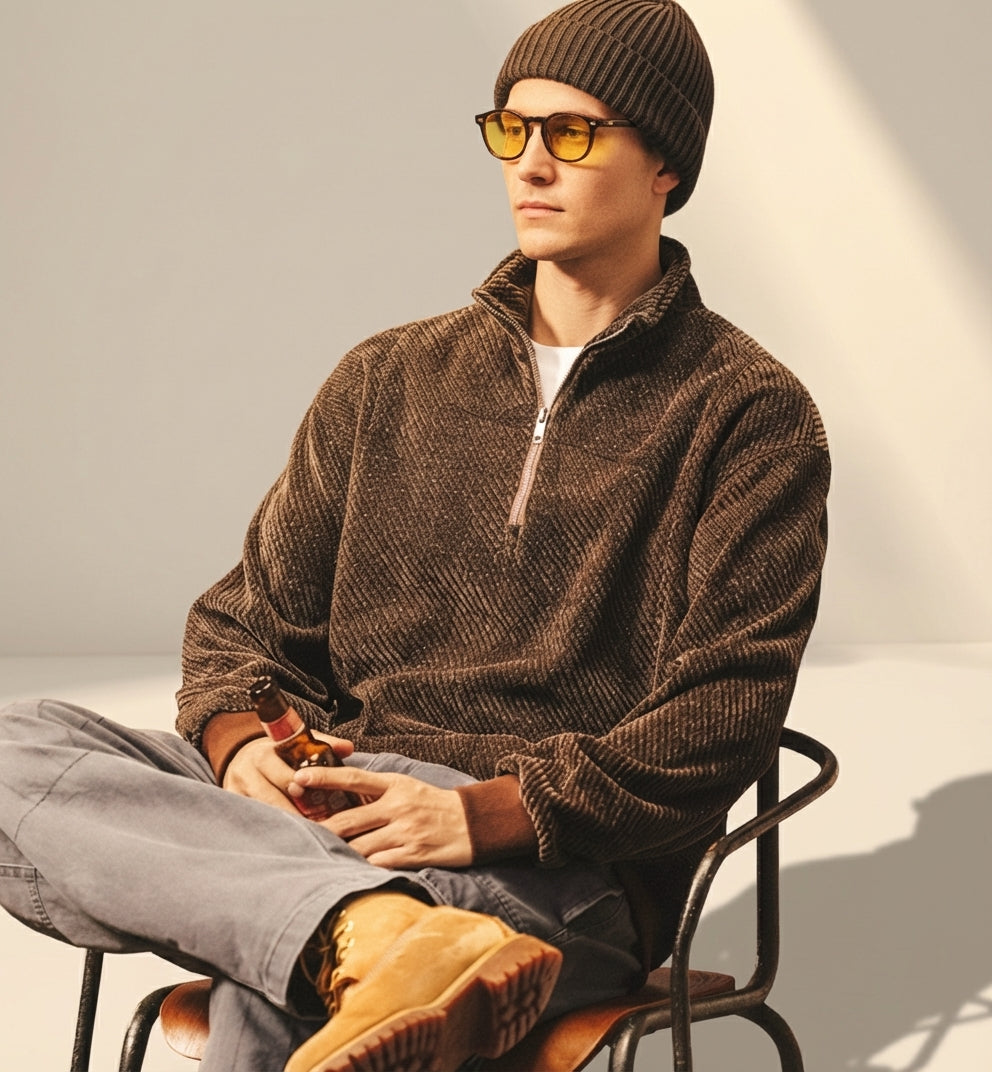 Highland Grid Half-Zip Jacquard Jumper