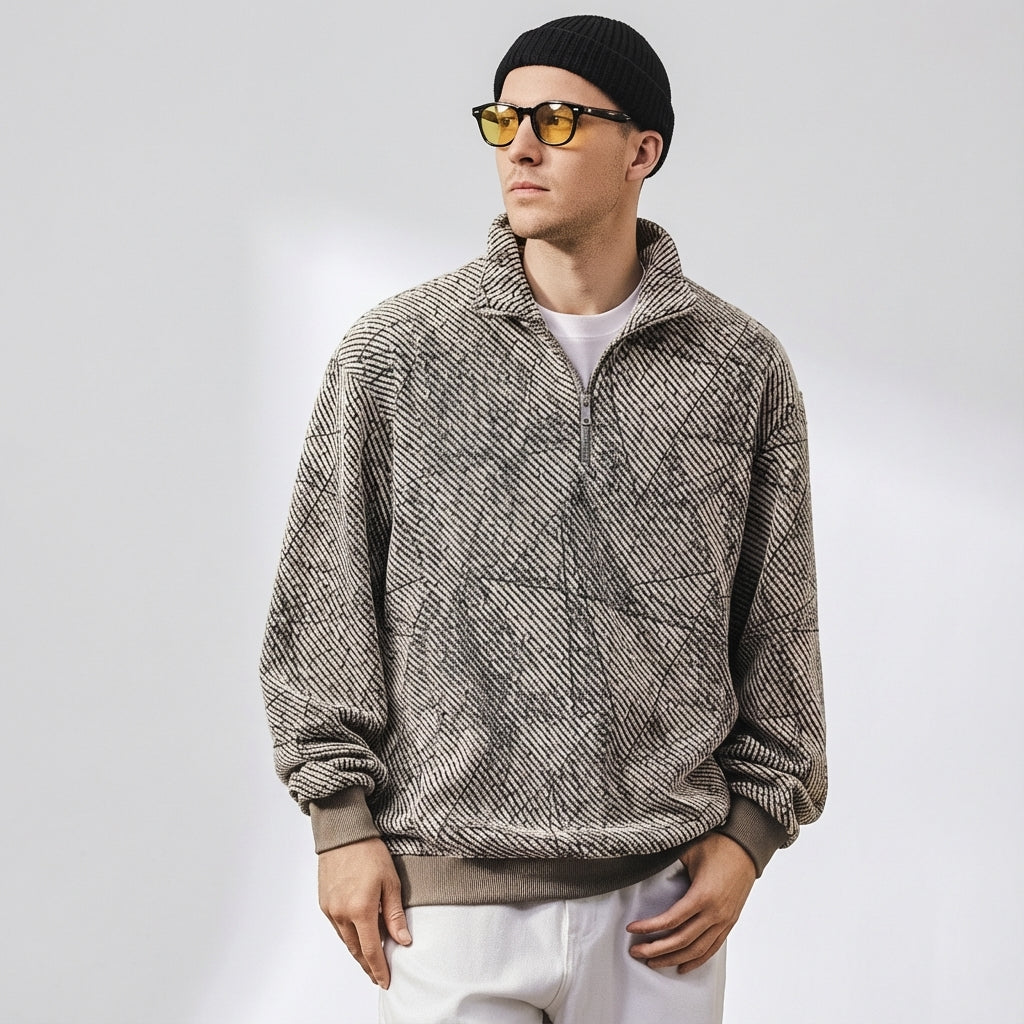 Highland Grid Half-Zip Jacquard Jumper