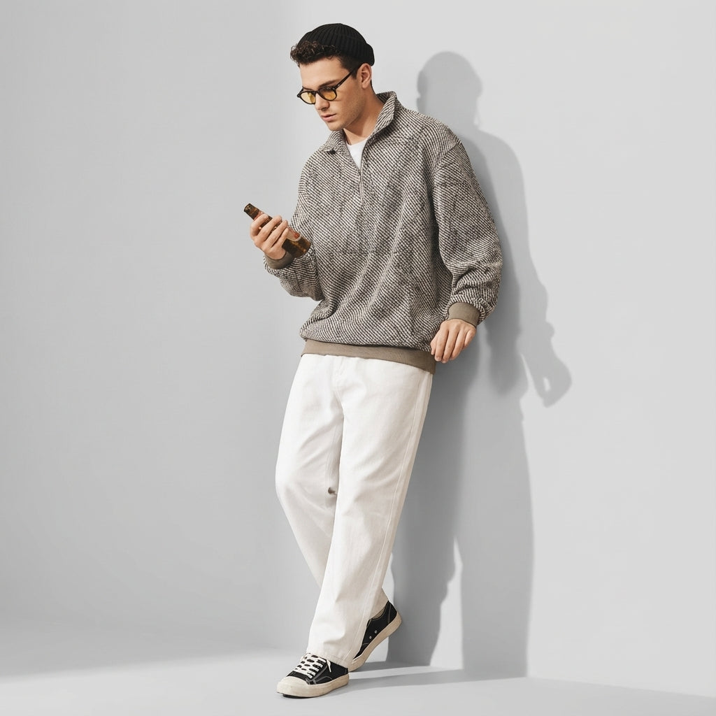 Highland Grid Half-Zip Jacquard Jumper