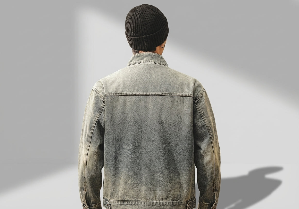 Washed Grey Denim Bomber