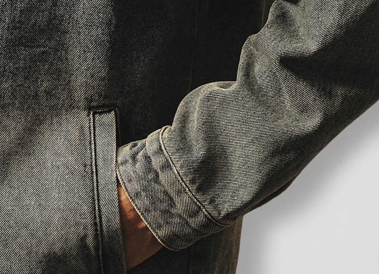 Washed Grey Denim Bomber