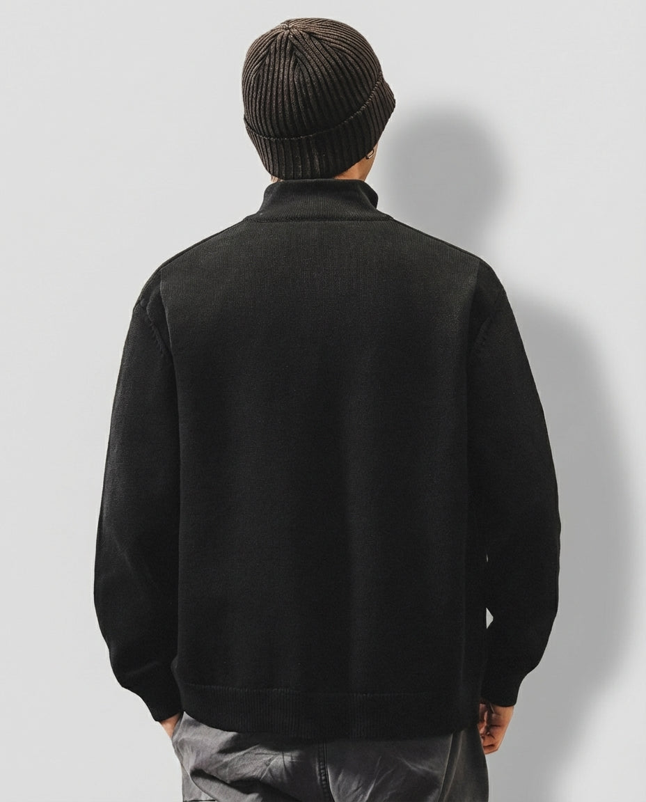 Stand Collar Button-Front Cardigan