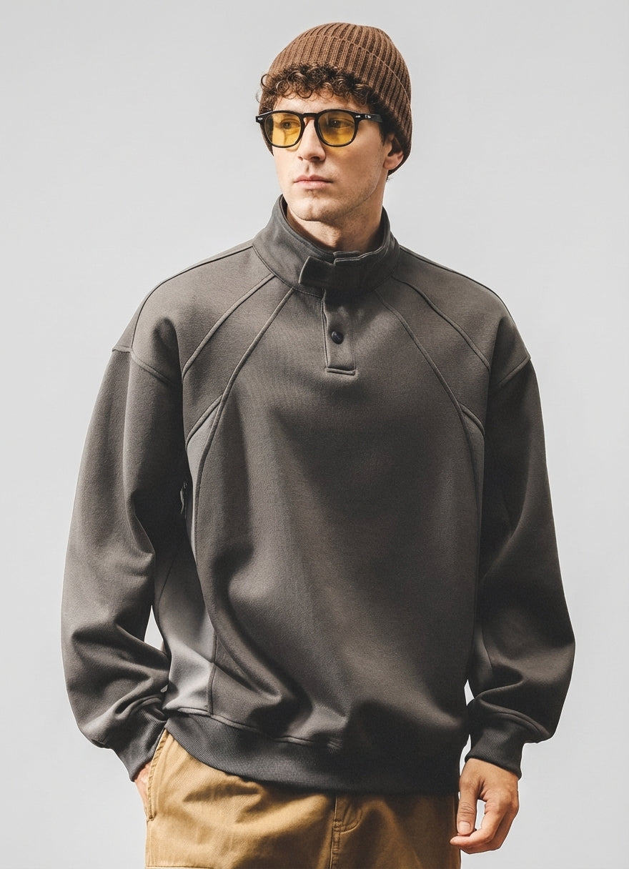 Contour Stitching Formline Sweatshirt in Grey