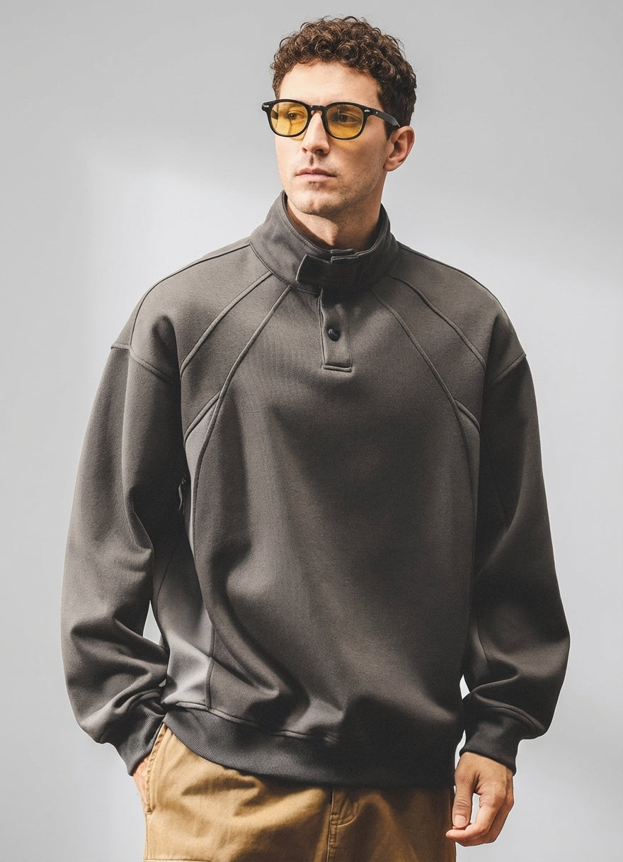 Contour Stitching Formline Sweatshirt in Grey