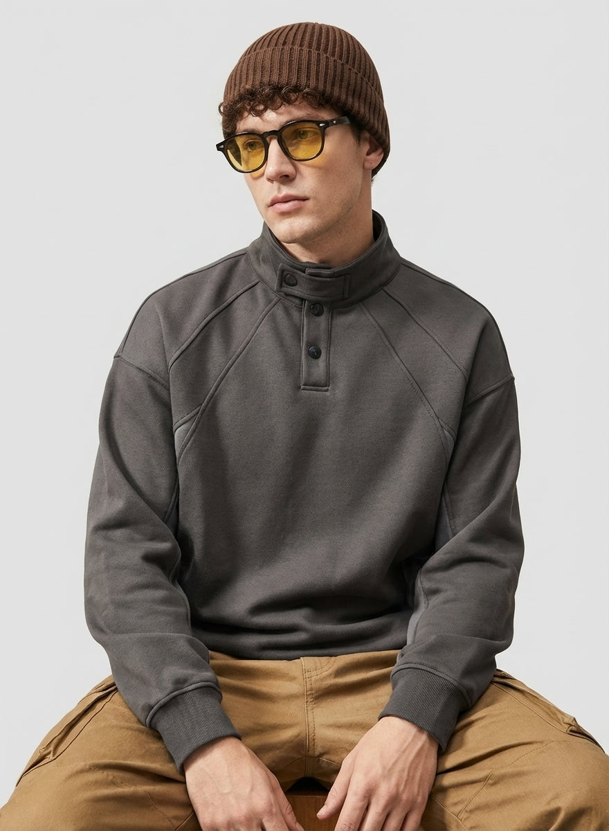 Contour Stitching Formline Sweatshirt in Grey