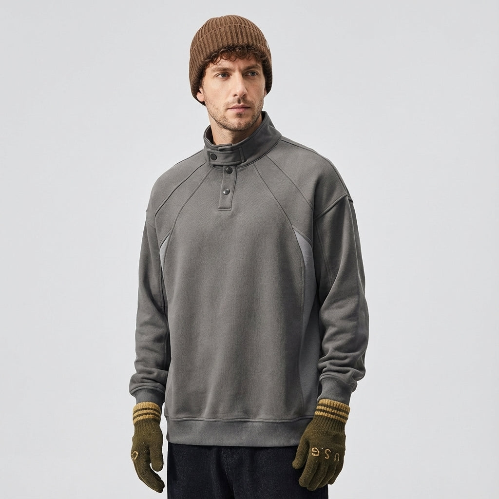 Contour Stitching Formline Sweatshirt in Grey
