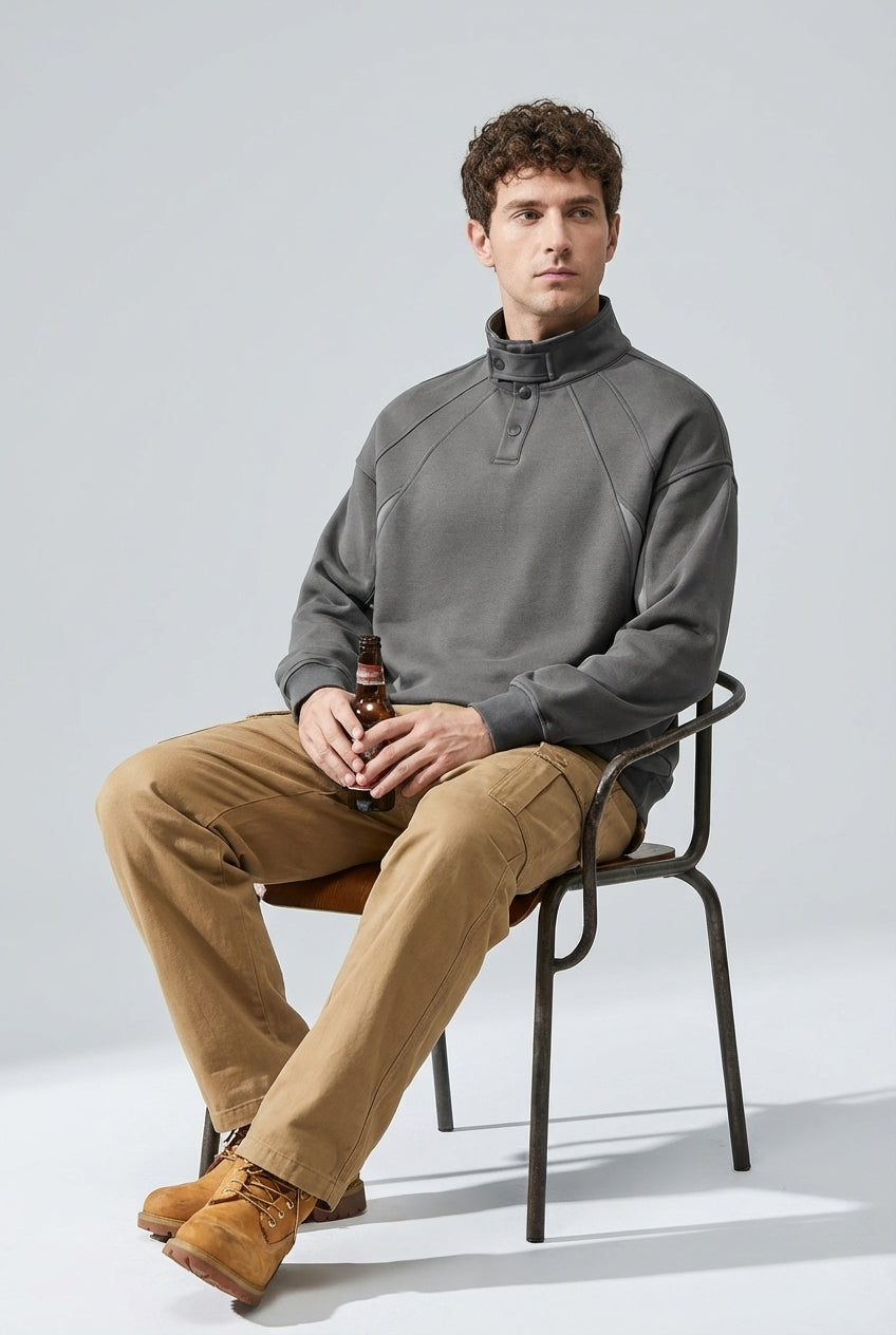 Contour Stitching Formline Sweatshirt in Grey