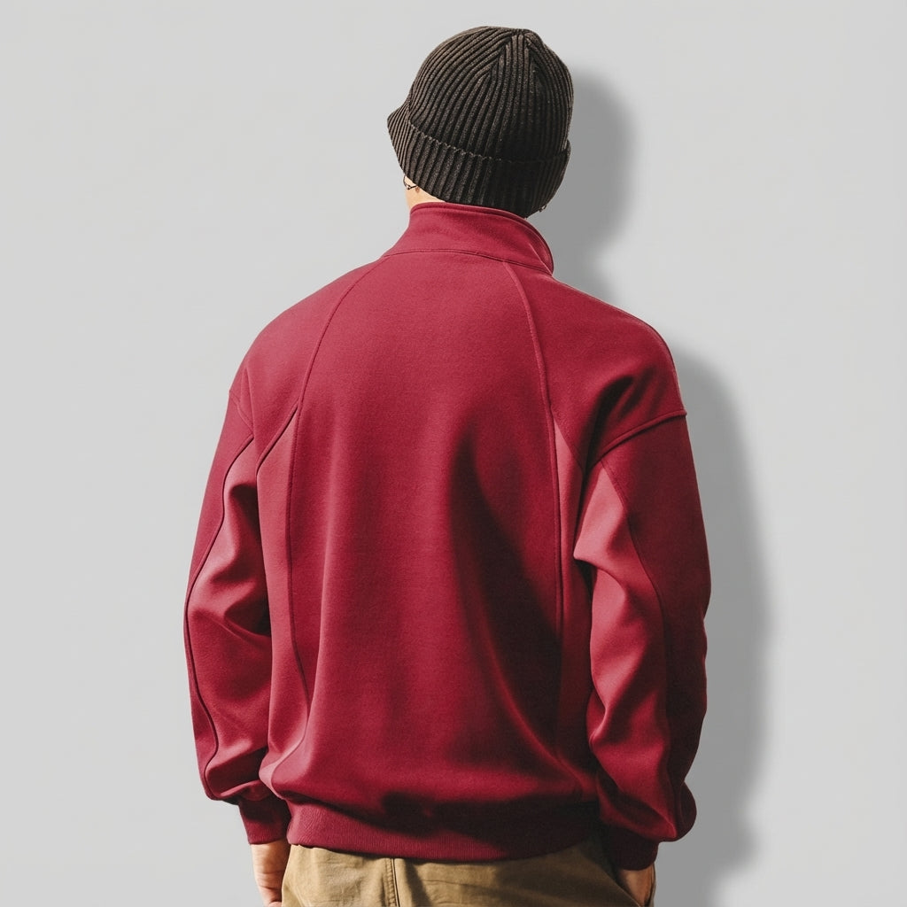 Contour Stitching Formline Sweatshirt in Red