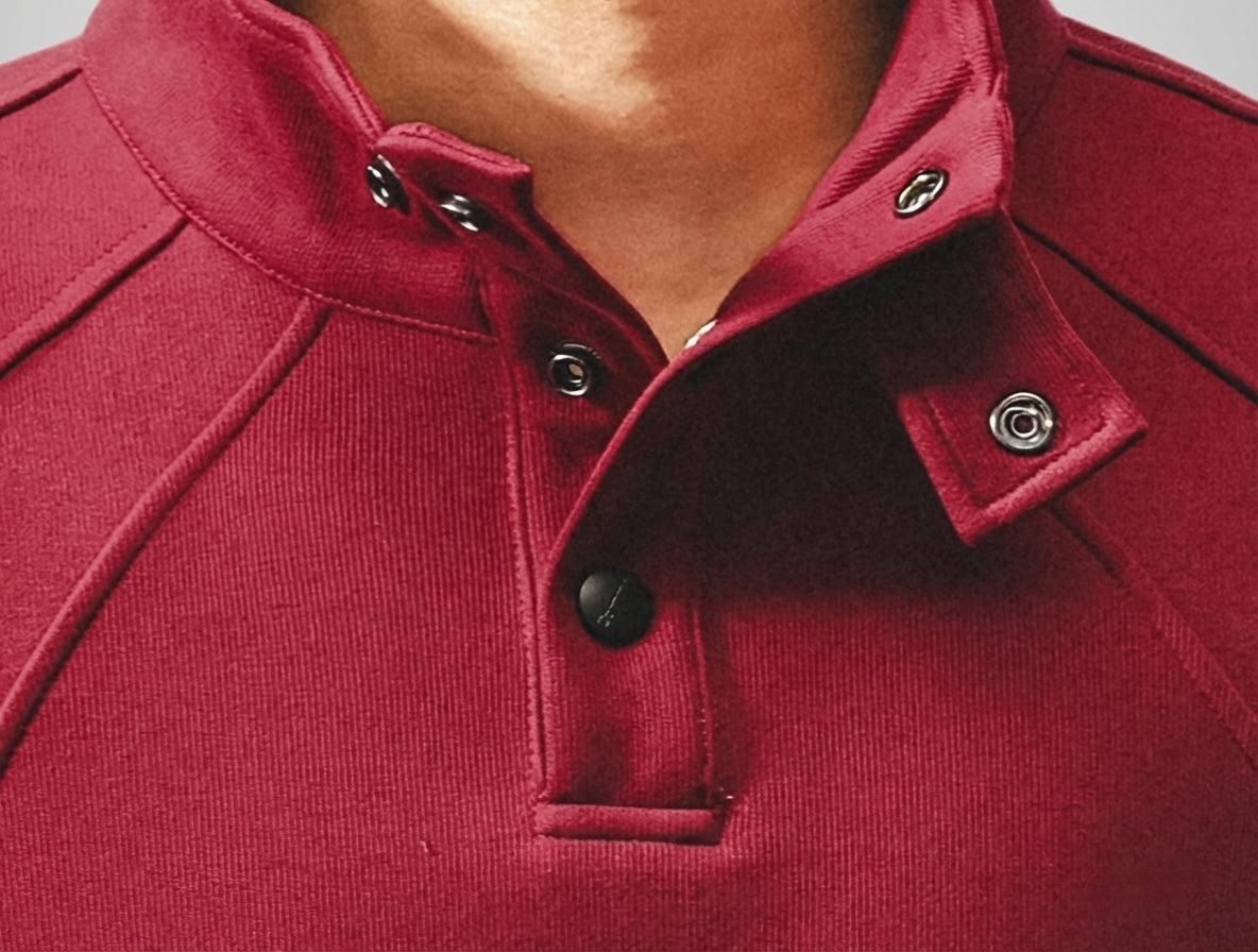 Contour Stitching Formline Sweatshirt in Red