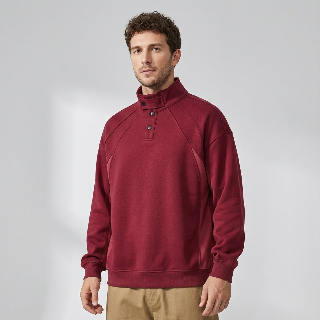 Contour Stitching Formline Sweatshirt in Red