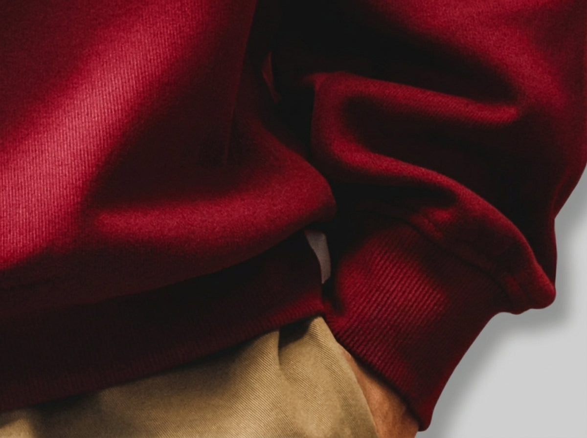 Contour Stitching Formline Sweatshirt in Red