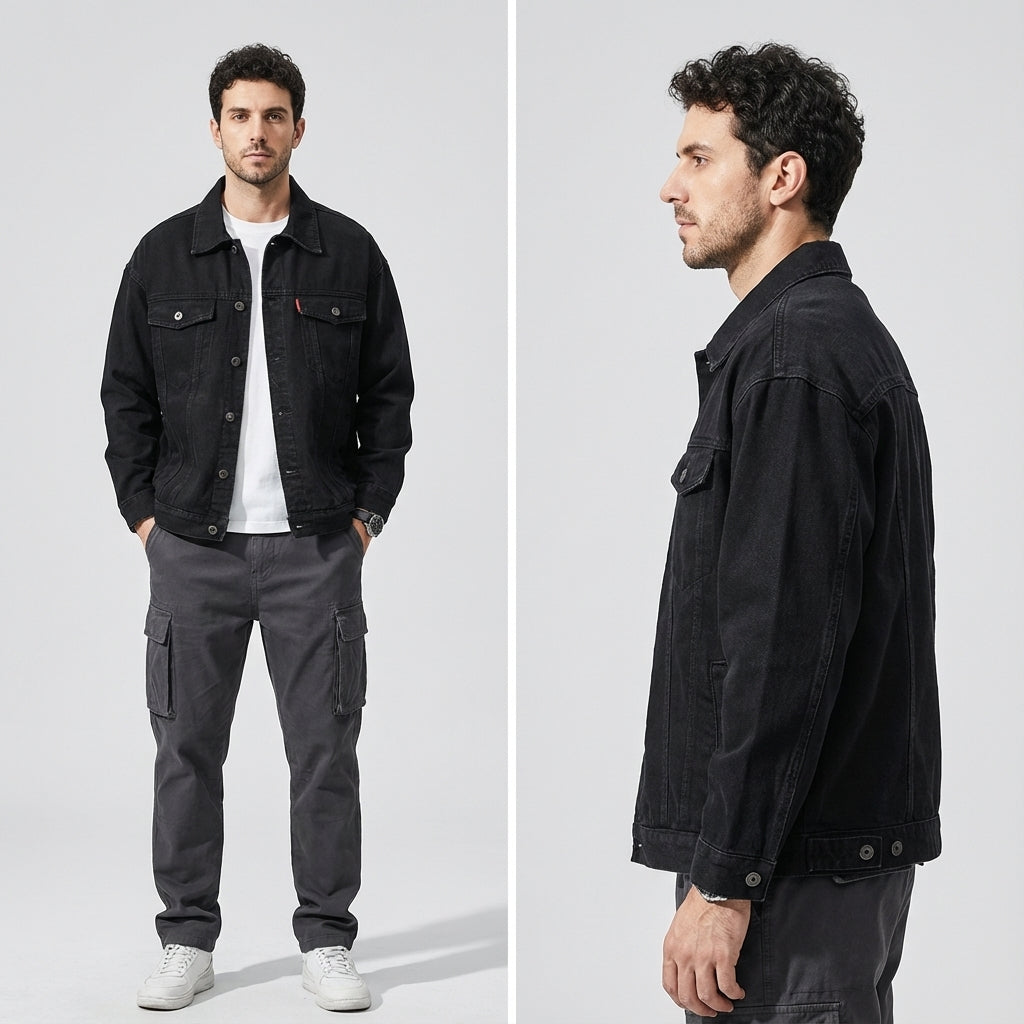 Washed Denim Jacket in Black
