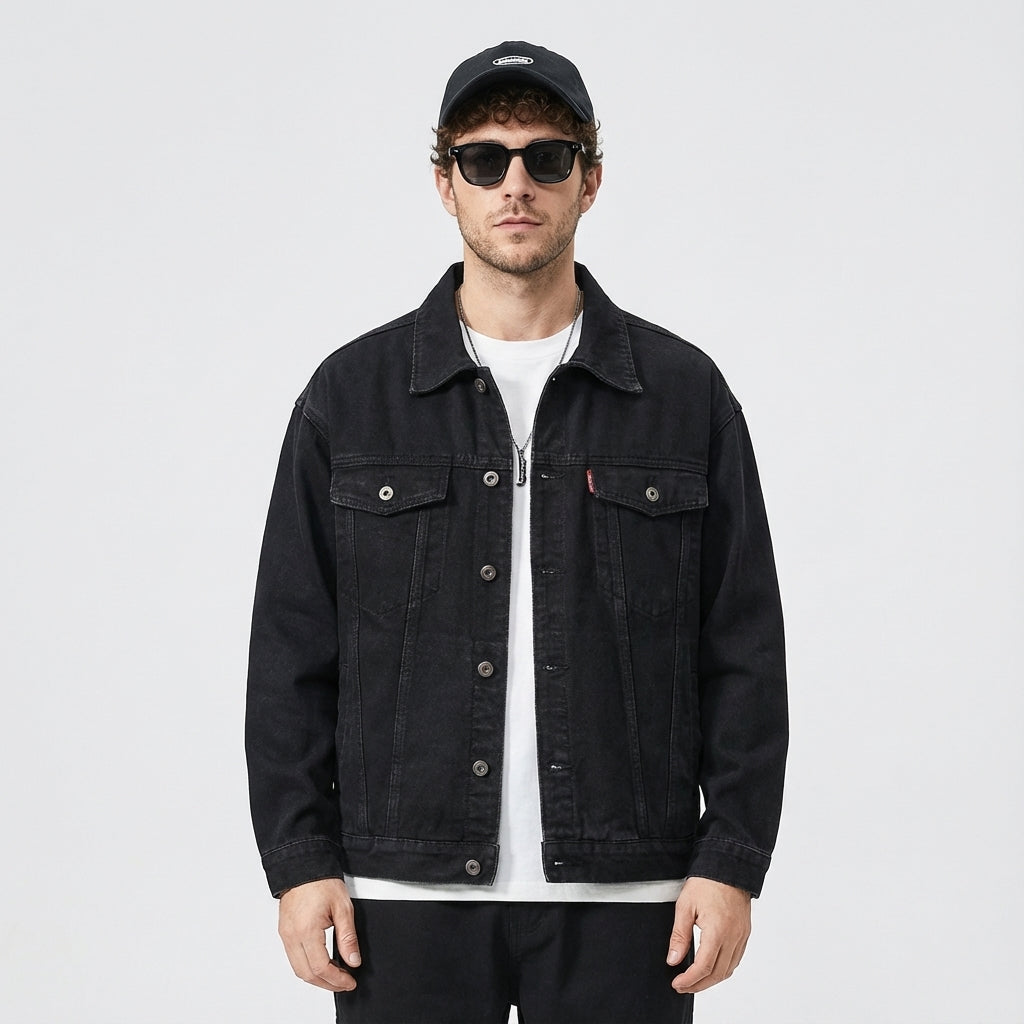 Washed Denim Jacket in Black