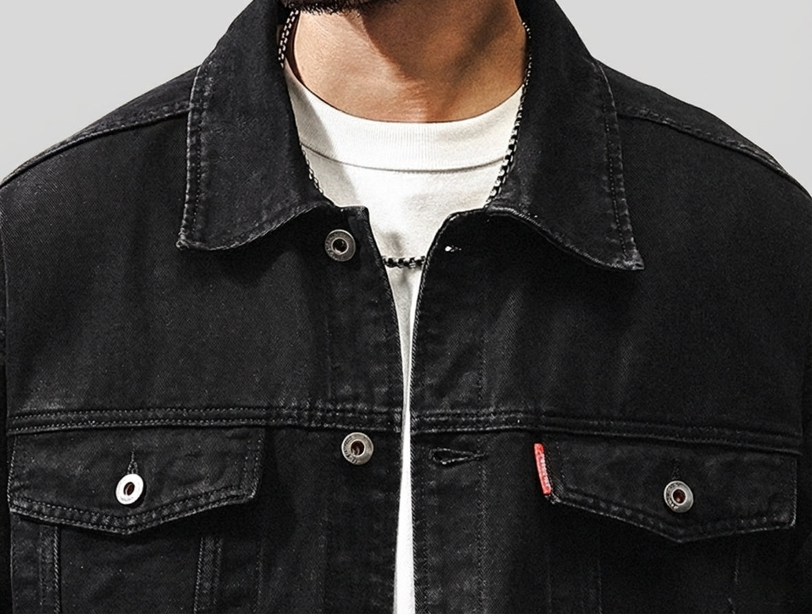 Washed Denim Jacket in Black