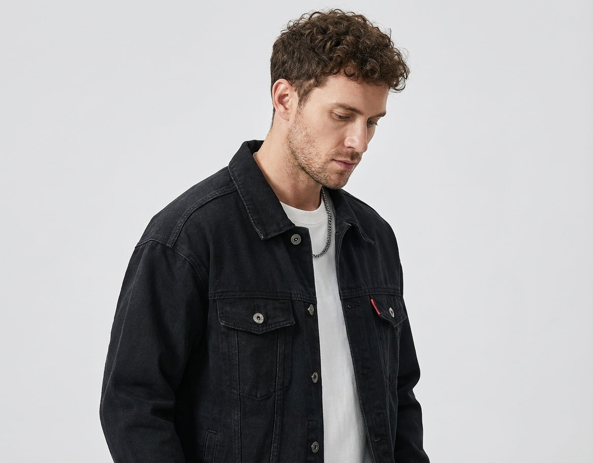 Washed Denim Jacket in Black