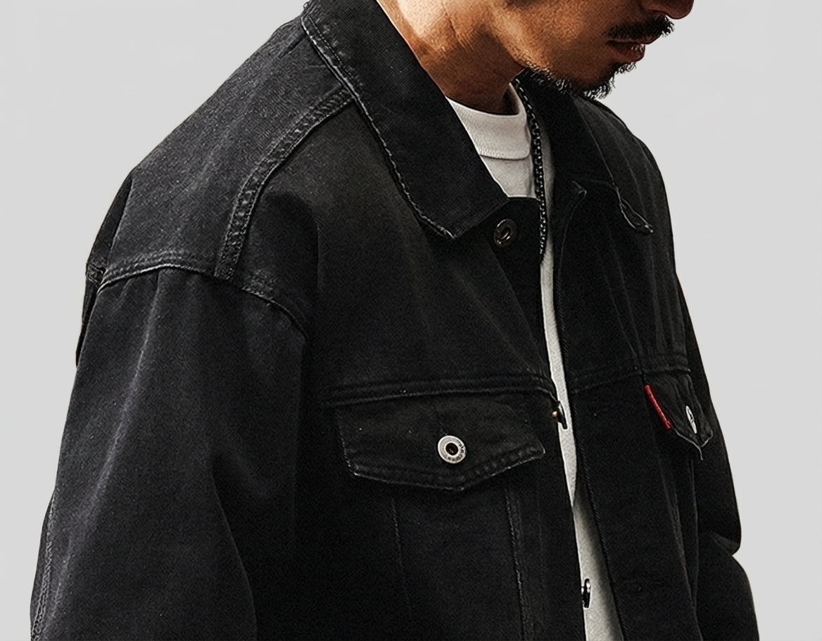 Washed Denim Jacket in Black