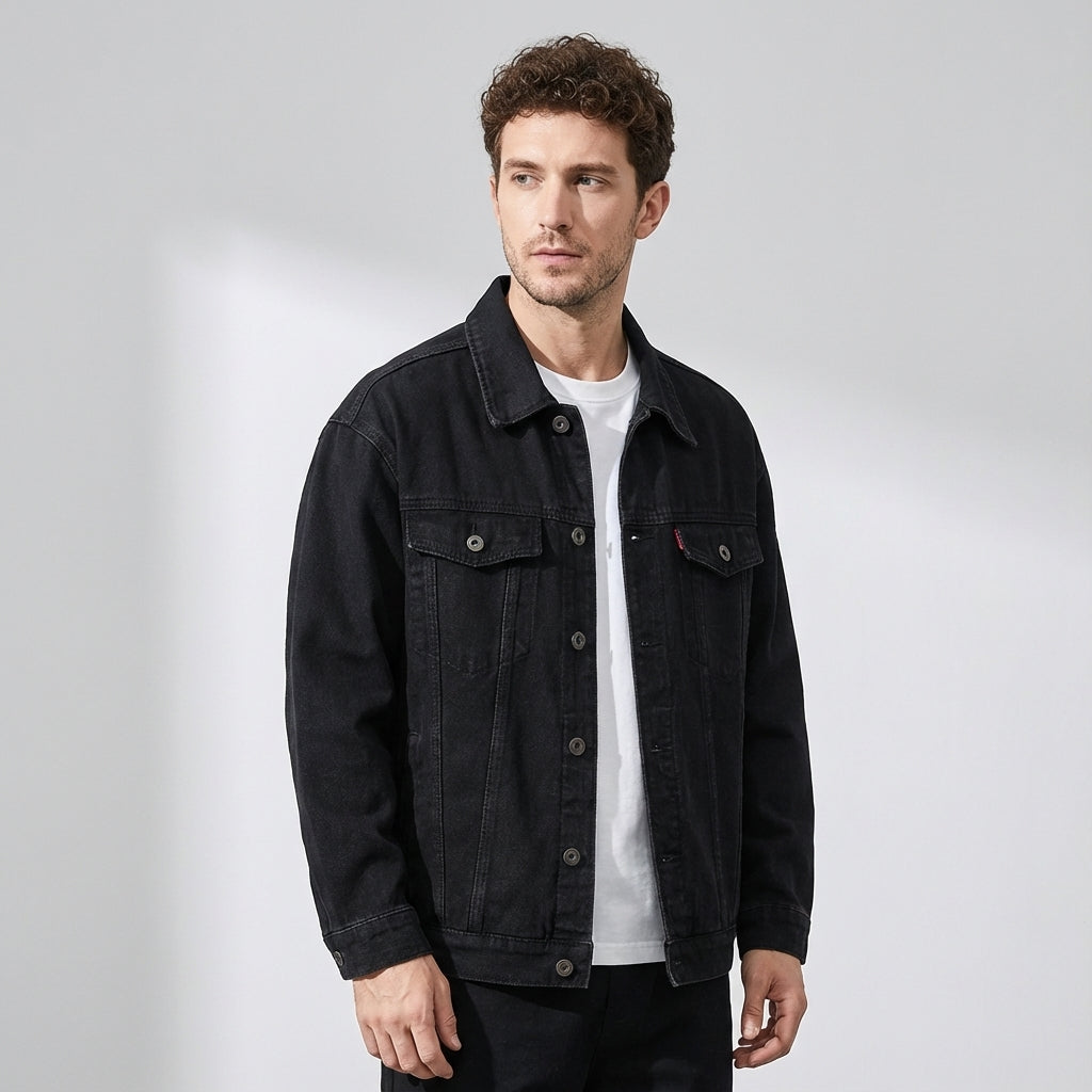 Washed Denim Jacket in Black