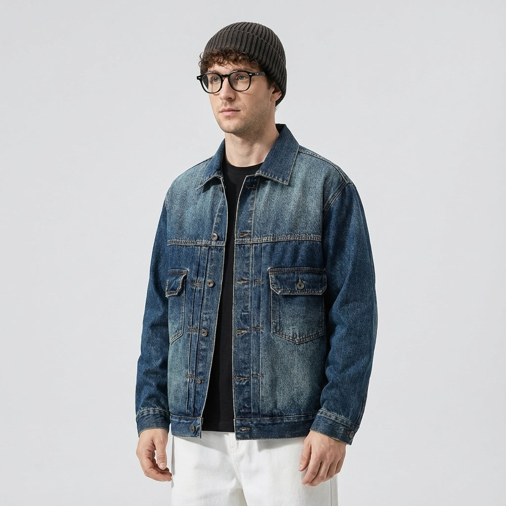 Washed Denim Jacket in Classic Blue