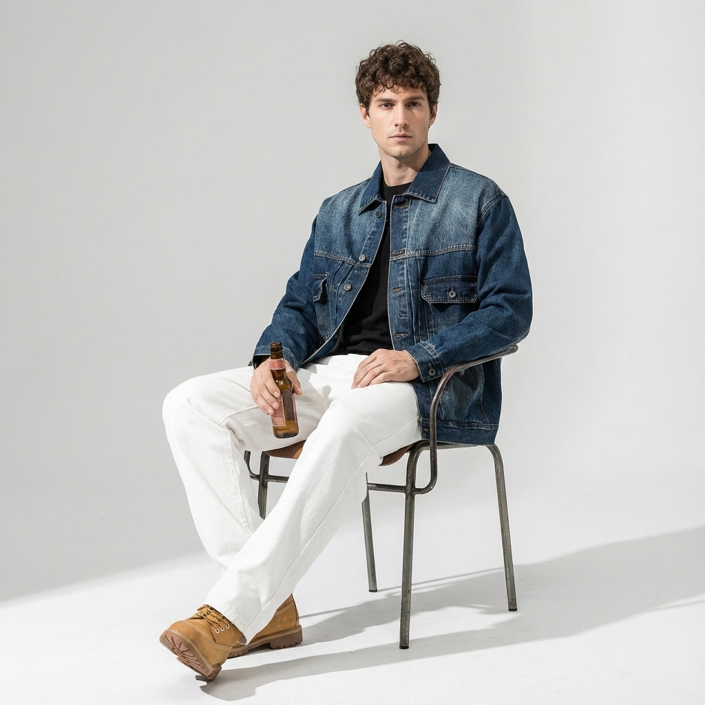 Washed Denim Jacket in Classic Blue