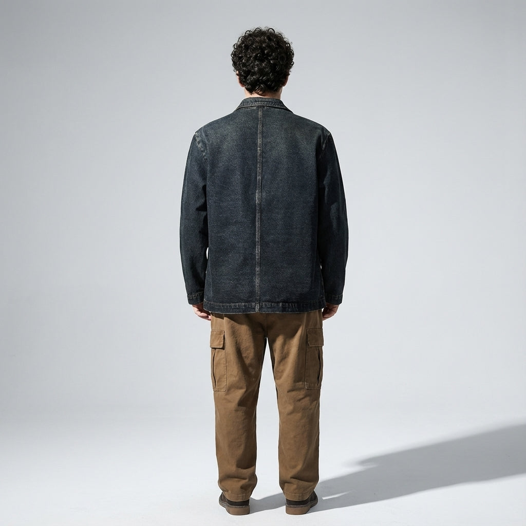 Dark Washed Indigo Denim Suit Jacket