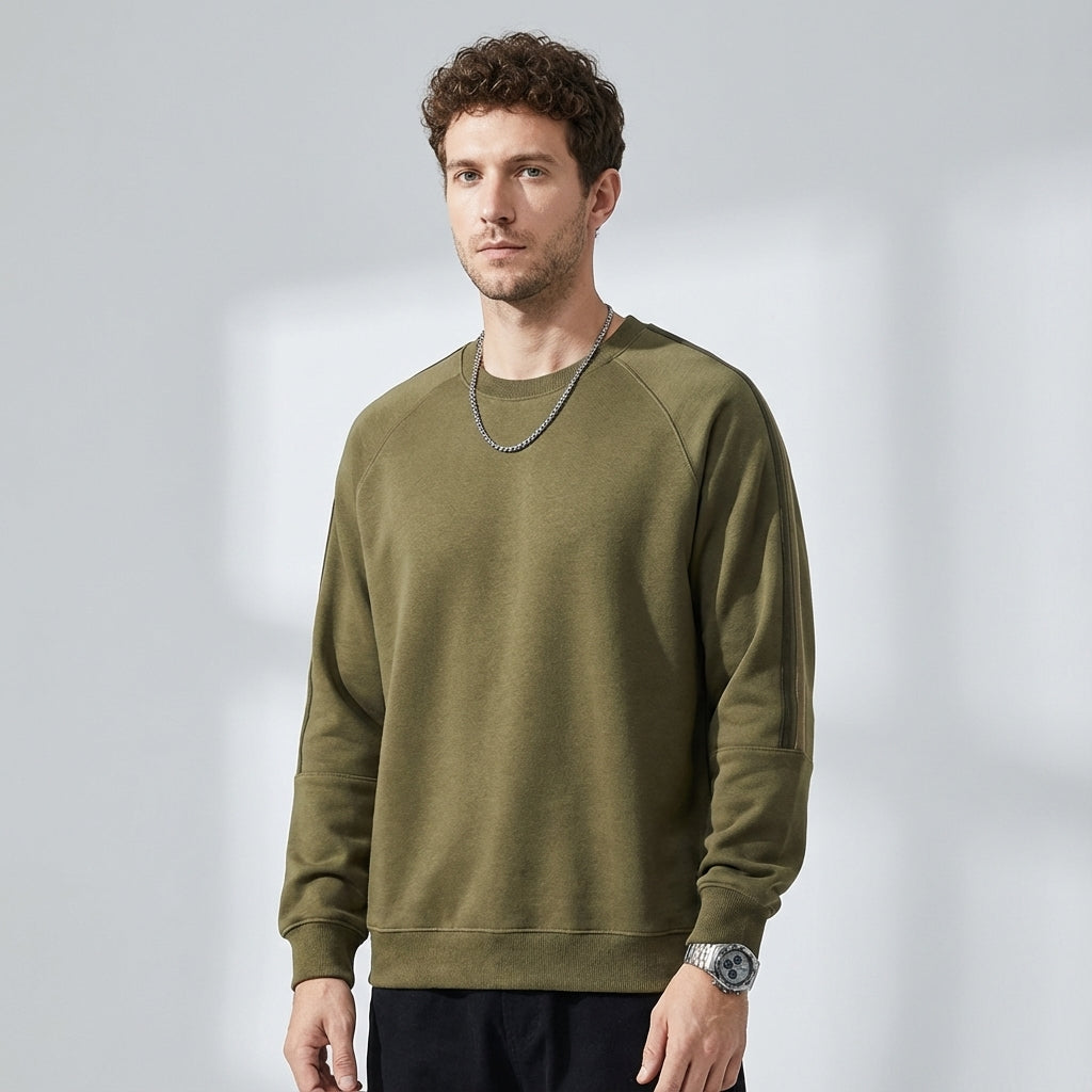 Raglan Sleeve Sweatshirt in Olive Green