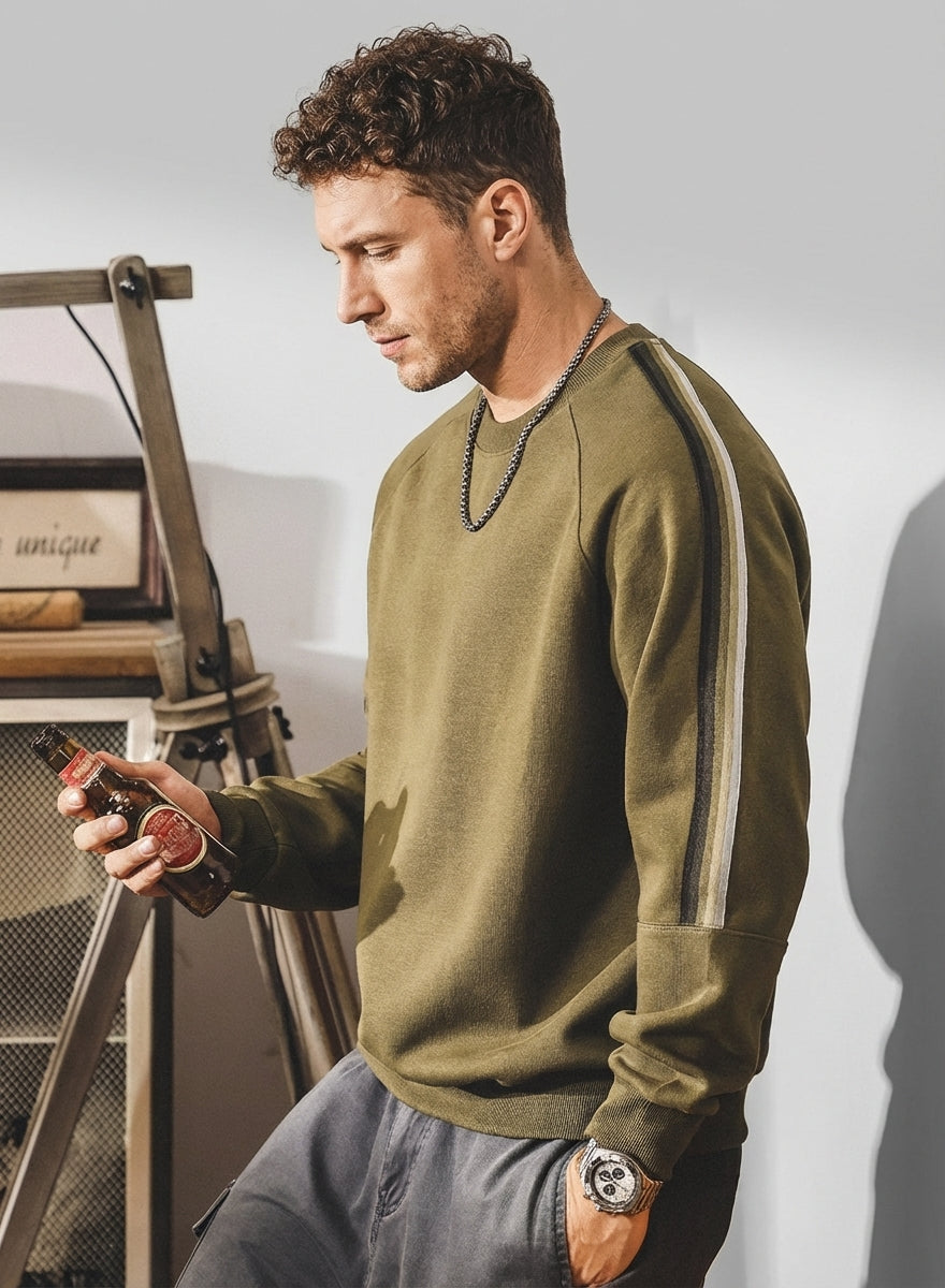 Raglan Sleeve Sweatshirt in Olive Green
