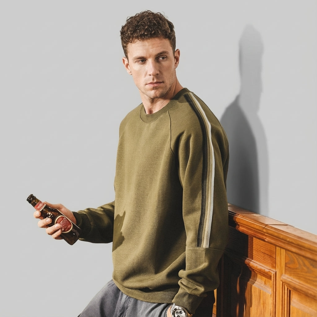 Raglan Sleeve Sweatshirt in Olive Green