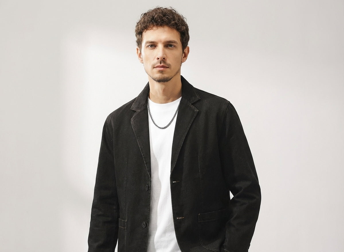 Dark Washed Denim Suit Jacket
