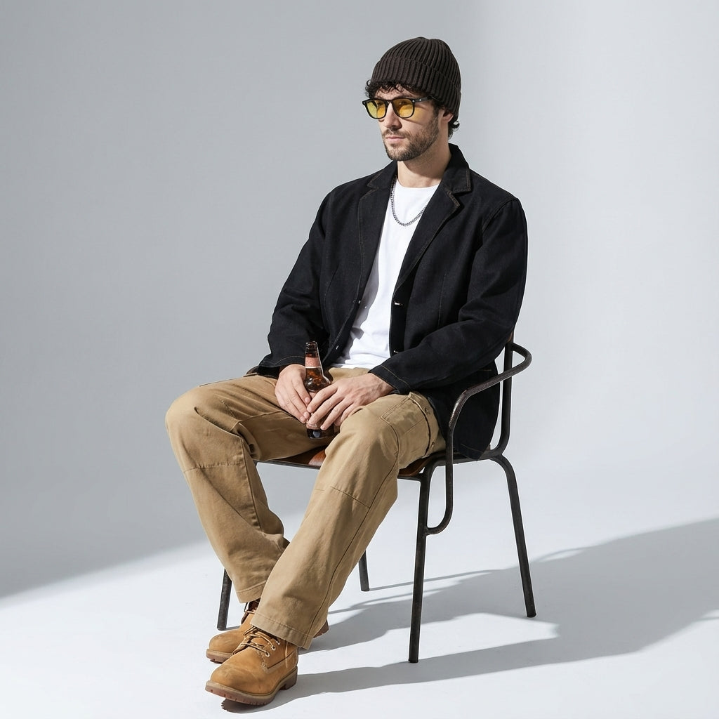 Dark Washed Denim Suit Jacket