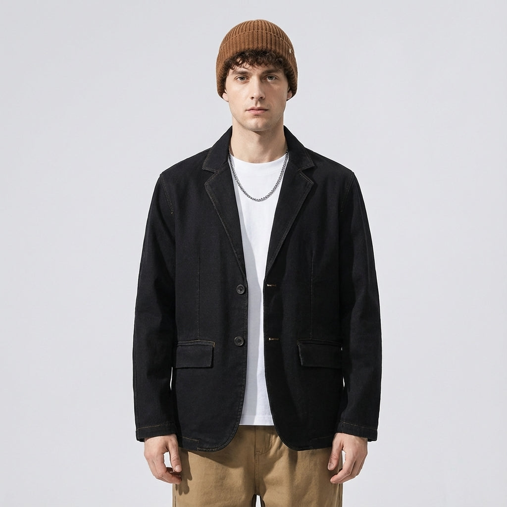 Dark Washed Denim Suit Jacket